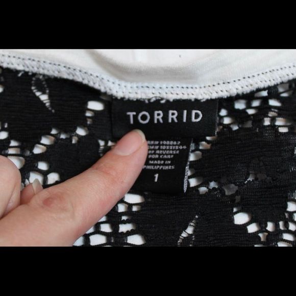 TORRID Lace Ringer Crew Neck Tee - Picture 3 of 10